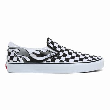 Férfi Vans Checkerboard Flame Classic Slip-on Cipő VA2759403 Fekete/Fehér